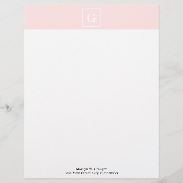 Gerahmtes Monogramm, hell rosa, erste Briefbogen (Vorderseite)
