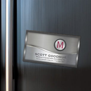 Gerahmtes Monogramm-LOGO für moderne Schwarz- und  Magnetische Visitenkarte