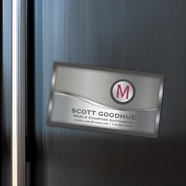 Gerahmtes Monogramm-LOGO für moderne Schwarz- und  Magnetische Visitenkarte (Von Creator hochgeladen)