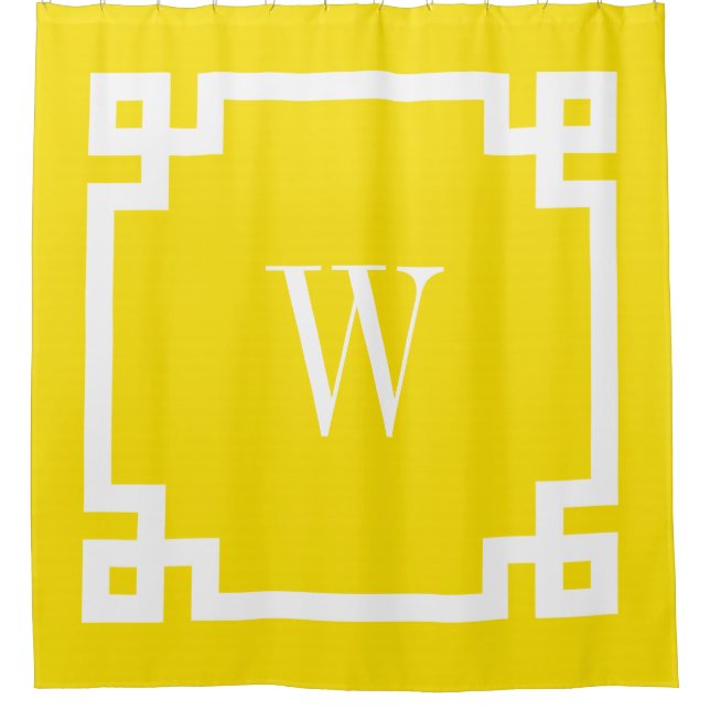 Gerahmtes Monogramm mit dem weißen griechischen Sc Duschvorhang (Vorderseite)