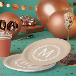 Gerahmtes Monogramm mit heller Pfirsichzeichnung Pappteller