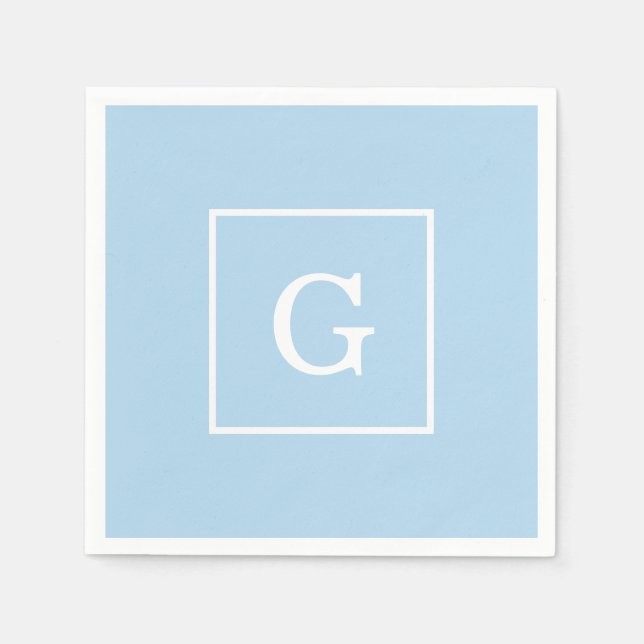 Gerahmtes Monogramm Pulver Blauweiß Serviette (Vorderseite)