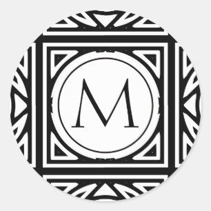 Gerahmtes Monogramm Runder Aufkleber