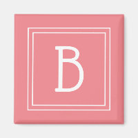 Gerahmtes Monogramm Weichrosa Koralle und Weiß