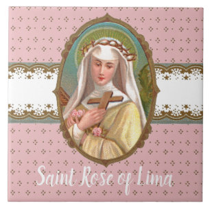 Gerahmtes Portrait der St. Rose Lima (M 024b) Fliese