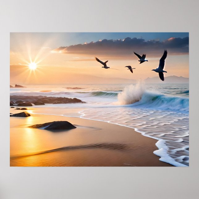 Gerahmtes Poster Art Beach Sunset (Vorne)