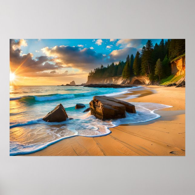 Gerahmtes Poster Art Beach Szene (Vorne)