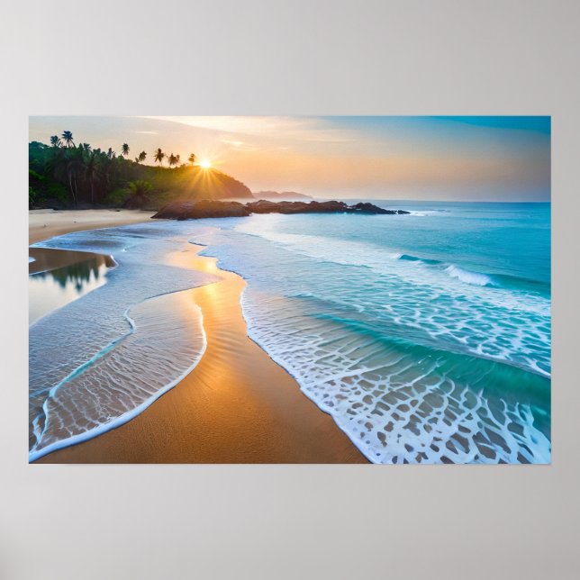 Gerahmtes Poster Art Ocean Beach Szene (Vorne)