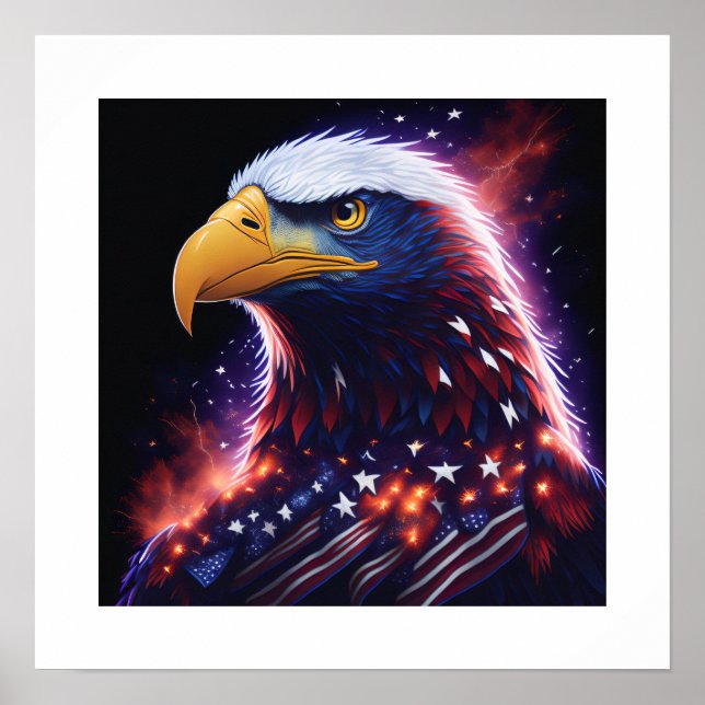Gerahmtes Poster Art Patriotic Eagle (Vorne)