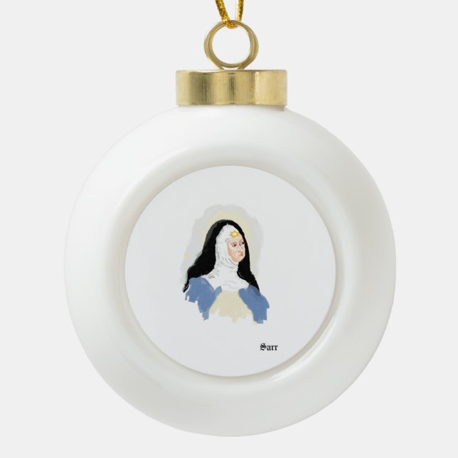 Gerahmtes Schneeflocken: Der Heilige Beatrice von  Keramik Kugel-Ornament (Vorderseite)