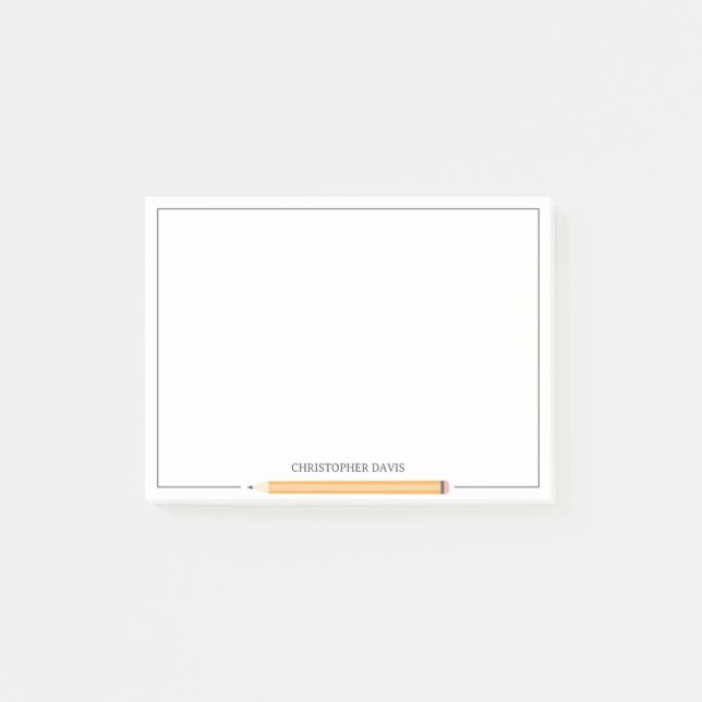 Gerahmtes Schreibpapier mit klassischem Bleistift  Post-it Klebezettel (Vorderseite)