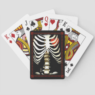Gerahmtes Skelett und Herzschwarz Spielkarten