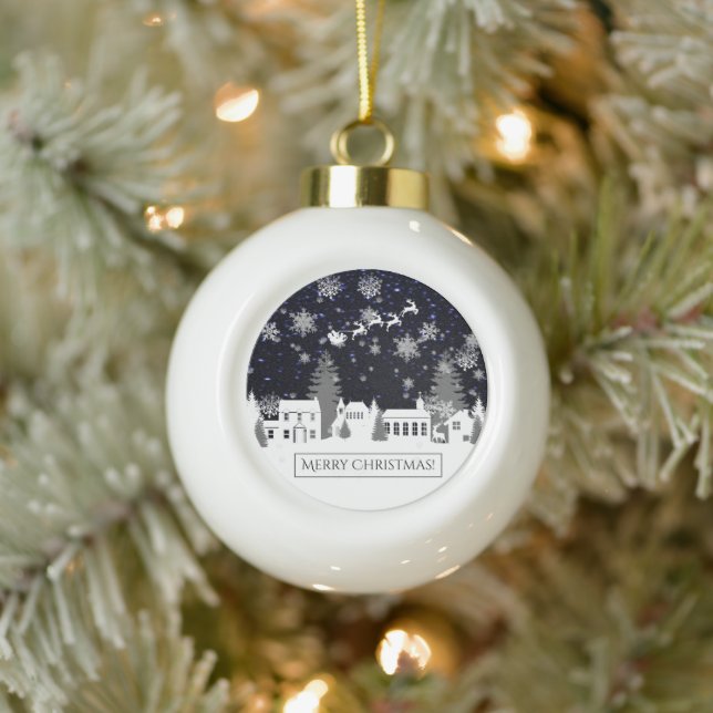 Gerahmtes Weihnachtsdorf Keramik Kugel-Ornament (Baum)