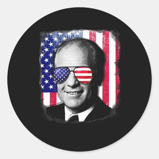 Gerald Ford US Flag 4. Juli Runder Aufkleber (Vorderseite)