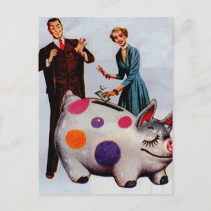 Gerald und Louise fütterte das Schwein Postkarte