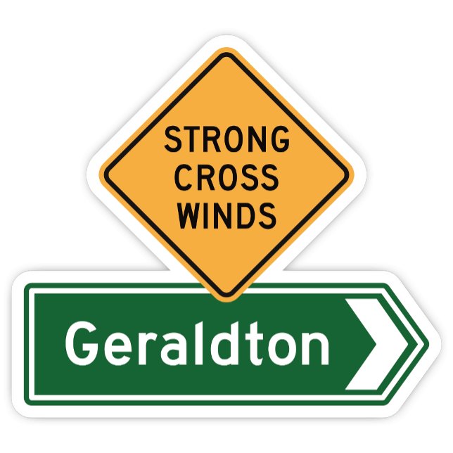 Geraldton, Western Australia Highway Sign Sticker (Geraldton Western Australia Highway Sign Sticker)