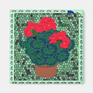 Geranien in Mosaiken Magnet