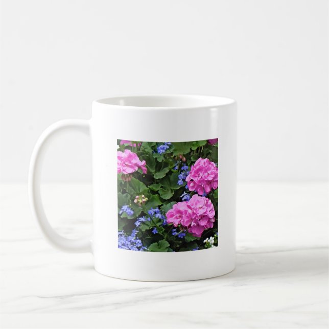Geranien und Immergrün Kaffeetasse (Links)