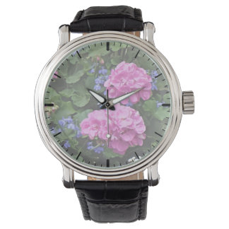 Geranien und Periwinkle Armbanduhr