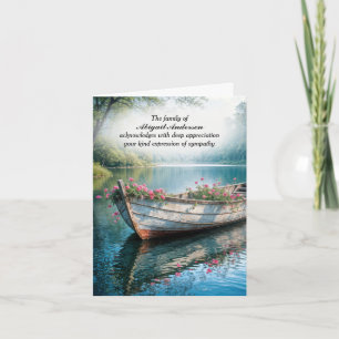 Geraniens im alten Rowboat Beileid Danke Karte