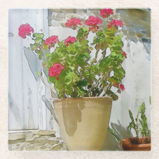 Geranine Glasuntersetzer (Vorderseite)