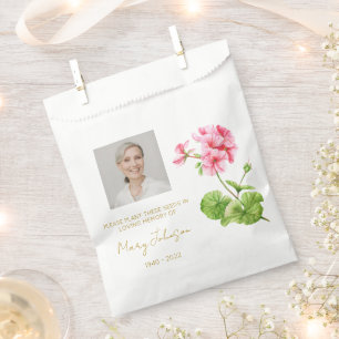 Geranium   Einfaches Foto-Trauer-Samenbild Geschenktütchen