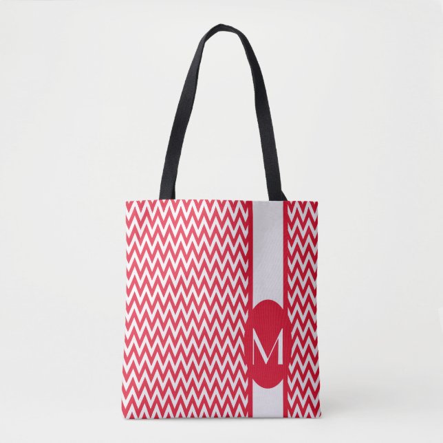 Geranium Elegantes Zickzack Design mit Monogramm Tasche (Vorderseite)