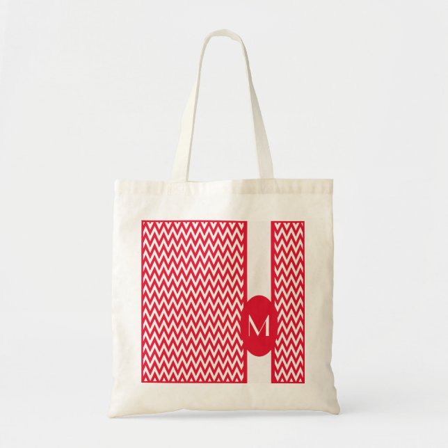 Geranium Elegantes Zickzack Design mit Monogramm Tragetasche (Vorne)