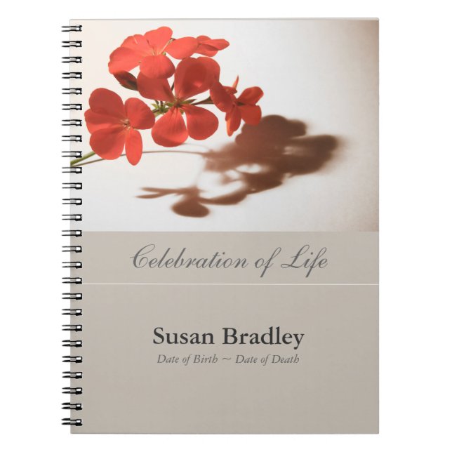 Geranium floral Fotografy Funeral GuestBook Notizblock (Vorderseite)