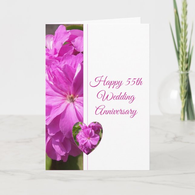 Geranium Personalisiert 55 Jahre Hochzeit Karte (Vorderseite)