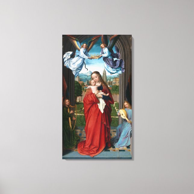 Gerard David Jungfrau and Child mit Four Angels Leinwanddruck (Vorderseite)