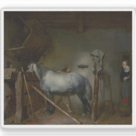 Gerard ter Borch - Pferdestall Aufkleber