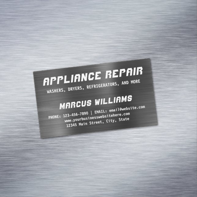Geräte Reparatur dunkelgraue Imitat Metallic Steel Magnetische Visitenkarte (Beispiel)