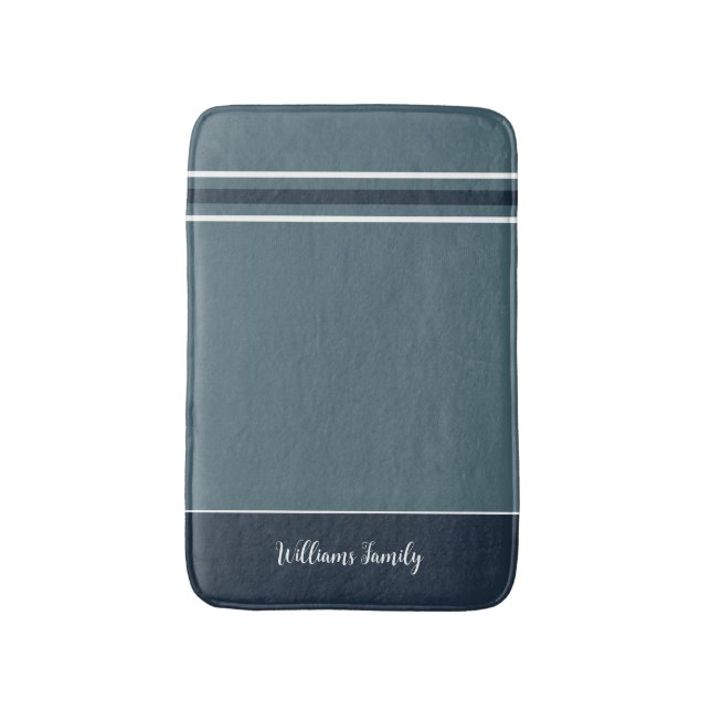 Geräumige Eleganz - Slate Blue Stripes Bath Mat Badematte (Vorderseite Vertikal)
