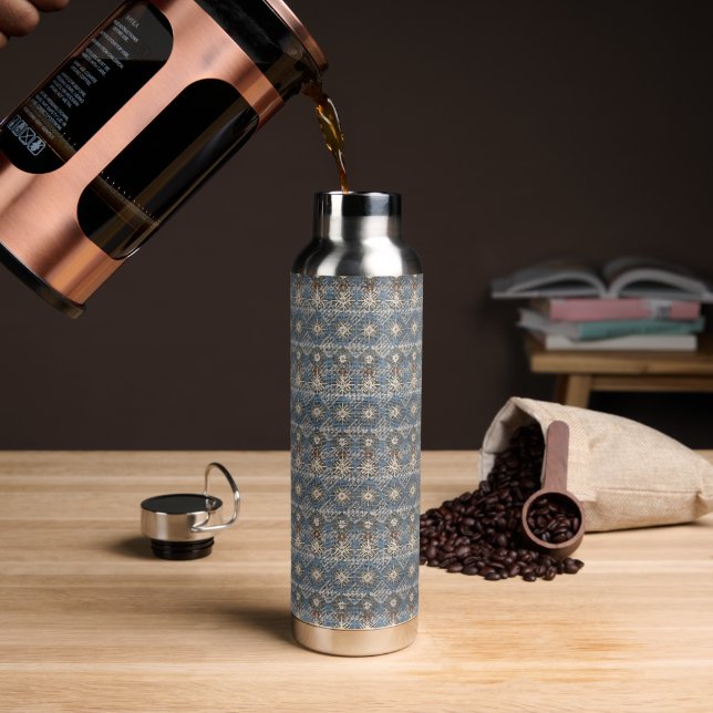 Geräumige Schattierungen von grauem Schmuckstoff Trinkflasche (Kaffee)