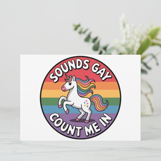 Geräusche, die mich in der LGBT-Fahne des einhorni Einladung (Stehend Vorderseite)
