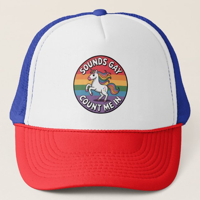 Geräusche, die mich in der LGBT-Fahne des einhorni Truckerkappe (Vorderseite)