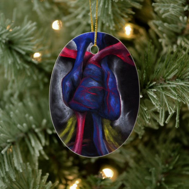 Geräusche eines blauen Herzens Anatomische menschl Keramikornament (Baum)
