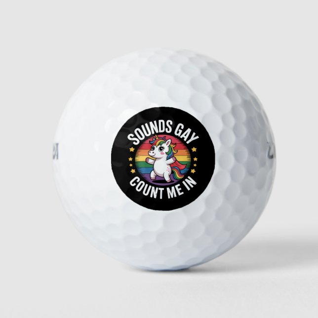 Geräusche zählen mich in Unicorn Rainbow LGBTQ Sto Golfball (Vorderseite)