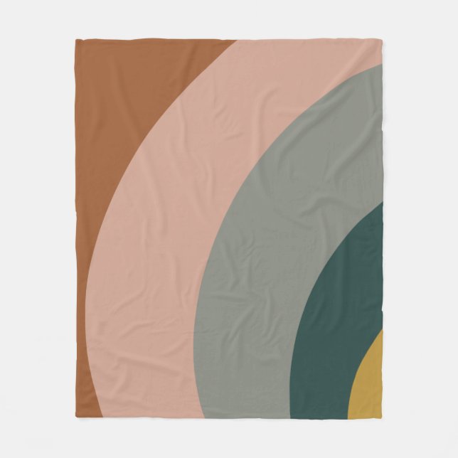 Geräuschwellen Minimales Muster in Boho Earth Tone Fleecedecke (Vorderseite)