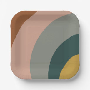 Geräuschwellen Minimales Muster in Boho Earth Tone Pappteller