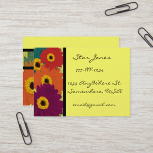 Gerber Daisies Plum Orange Aquamarin Red & Limon Visitenkarte
