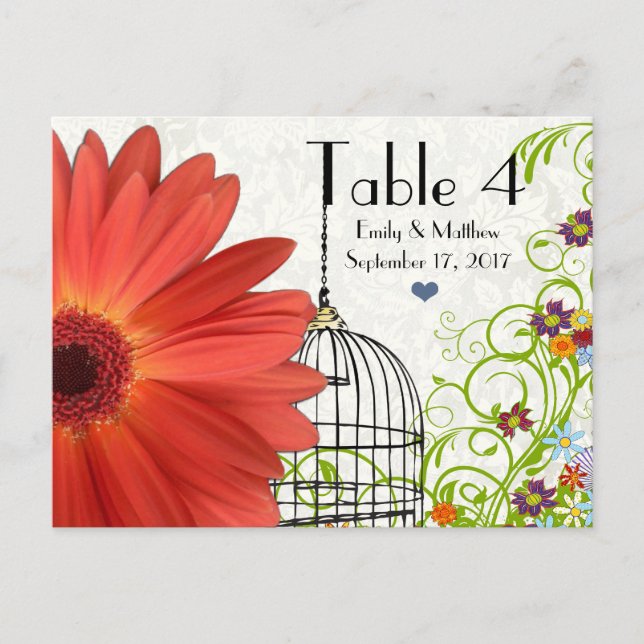 Gerber Daisy Bird Cage Flower Carte Numéro (Devant)
