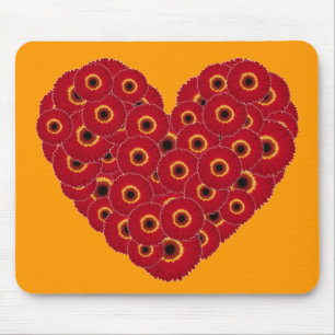 Gerber Daisy Heart Mousepad