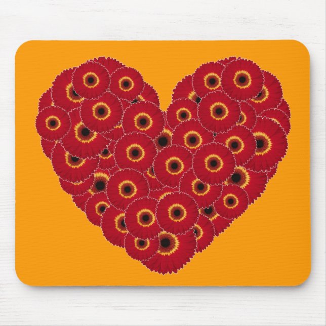 Gerber Daisy Heart Mousepad (Vorne)