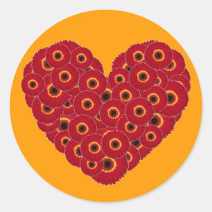 Gerber Daisy Heart Runder Aufkleber