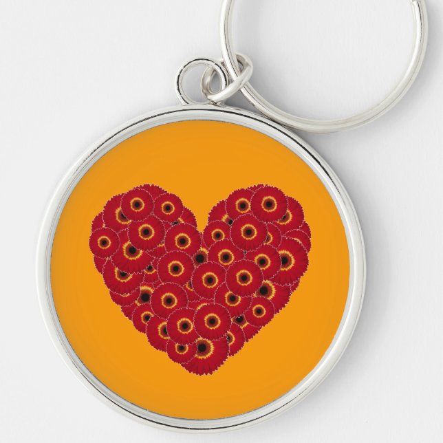 Gerber Daisy Heart Schlüsselanhänger (Vorne)