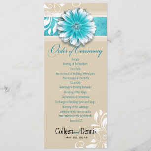 Gerber Daisy Scroll 1 Programme de mariage turquoi