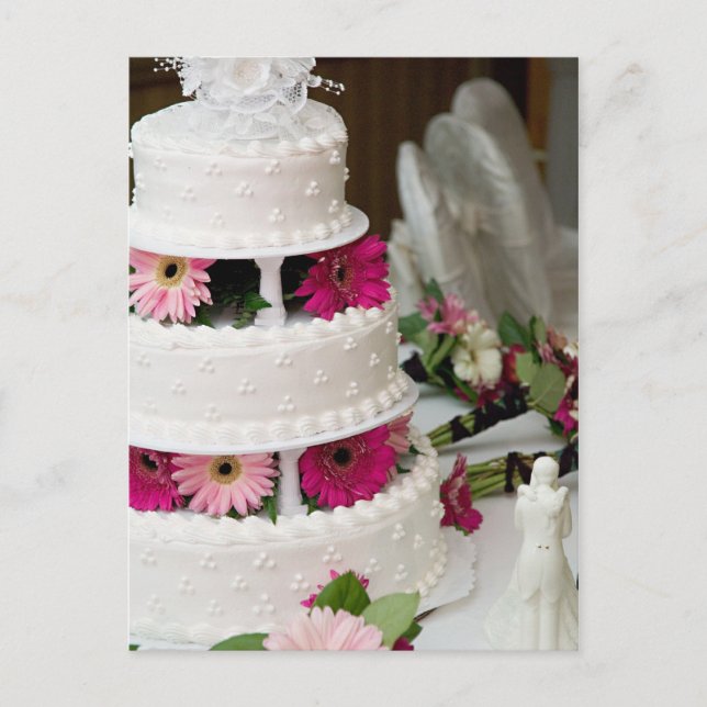 Gerber Daisy Wedding Cake Postkarte (Vorderseite)