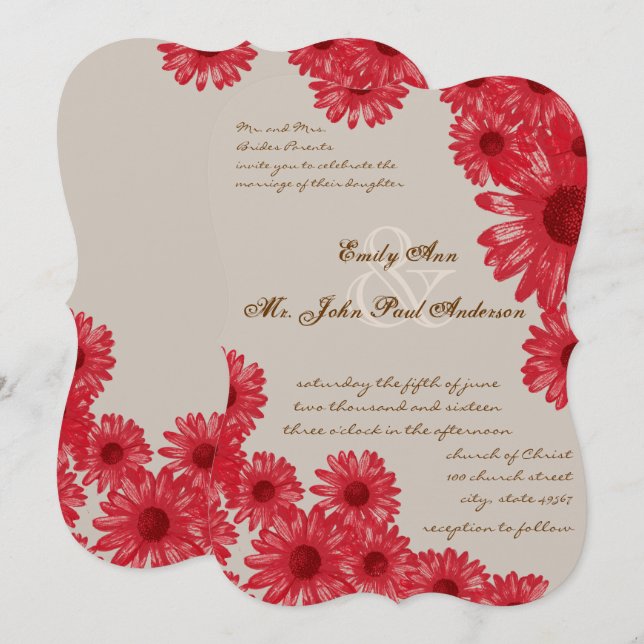 Gerber Daisy Wedding Einladungen (Vorne/Hinten)